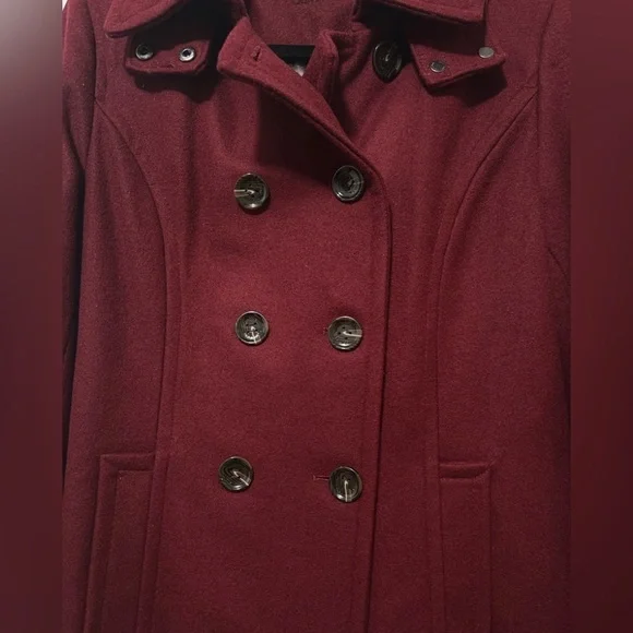Calvin Klein Women's Burgundy Peacoat Quilt Lined Size 10 - Picture 3 of 5